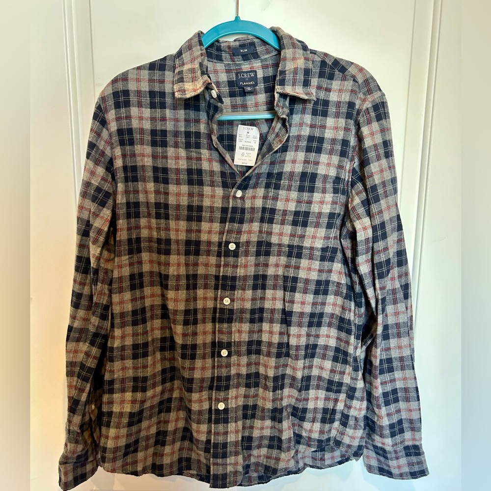 NWT J Crew slim fit plaid flannel shirt